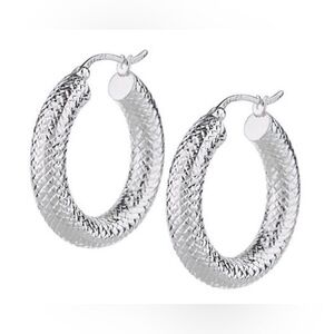 Sterling Double Diamond cut hoop earrings